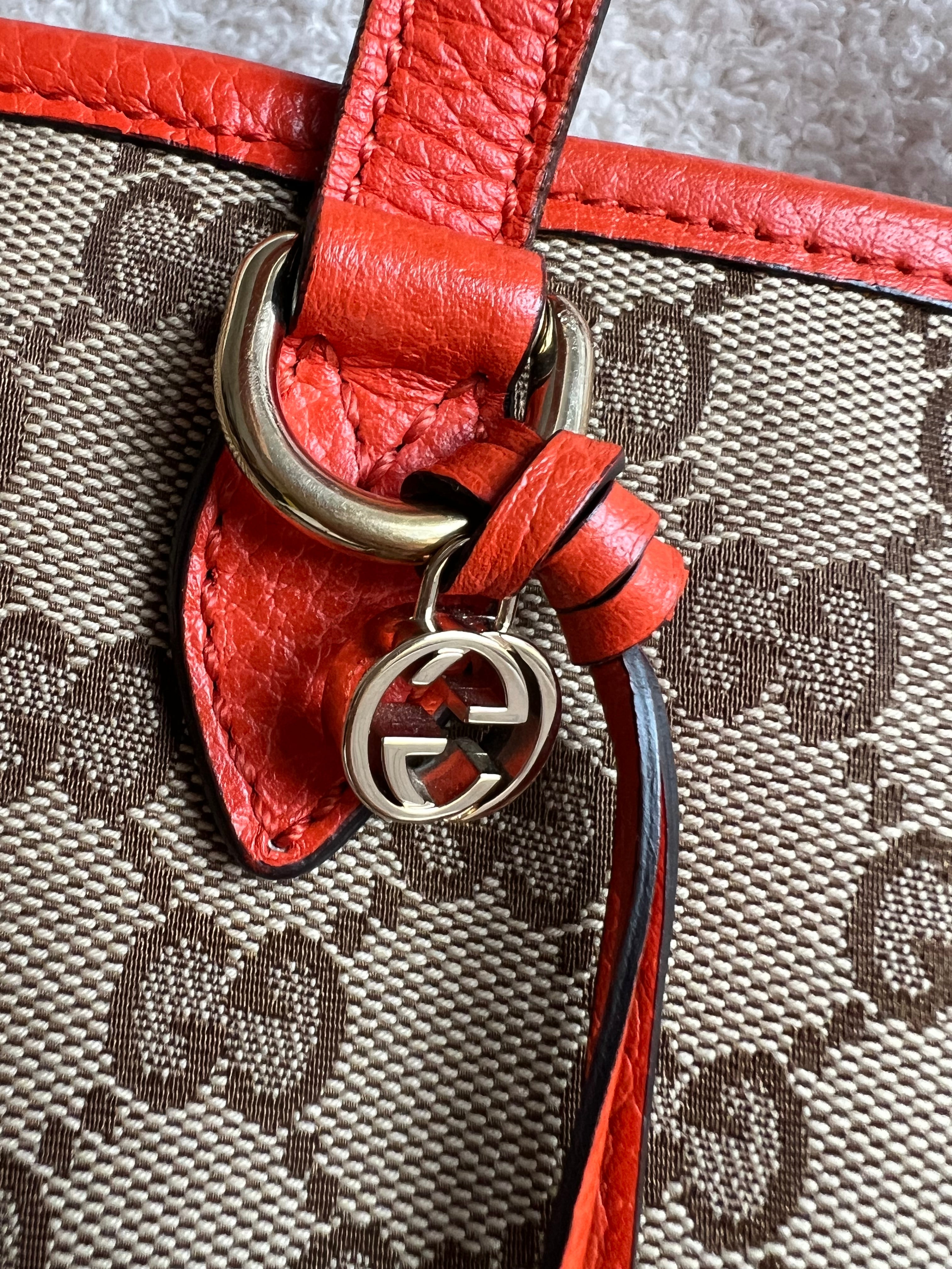 Gucci Bree GG canvas and orange Tote Bag