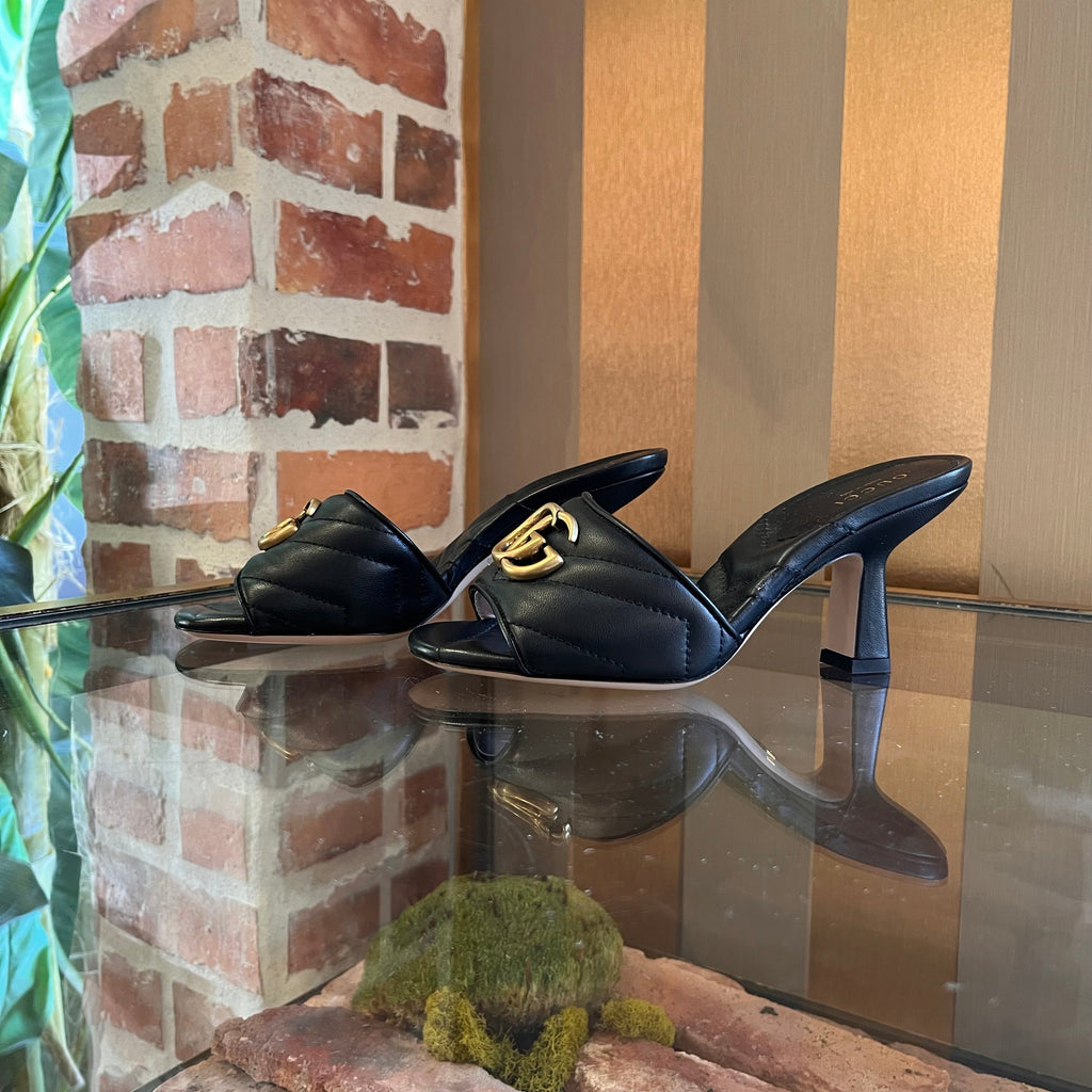 GUCCI GG Black Marmont Heels SZ 34.5 (US 4.5)