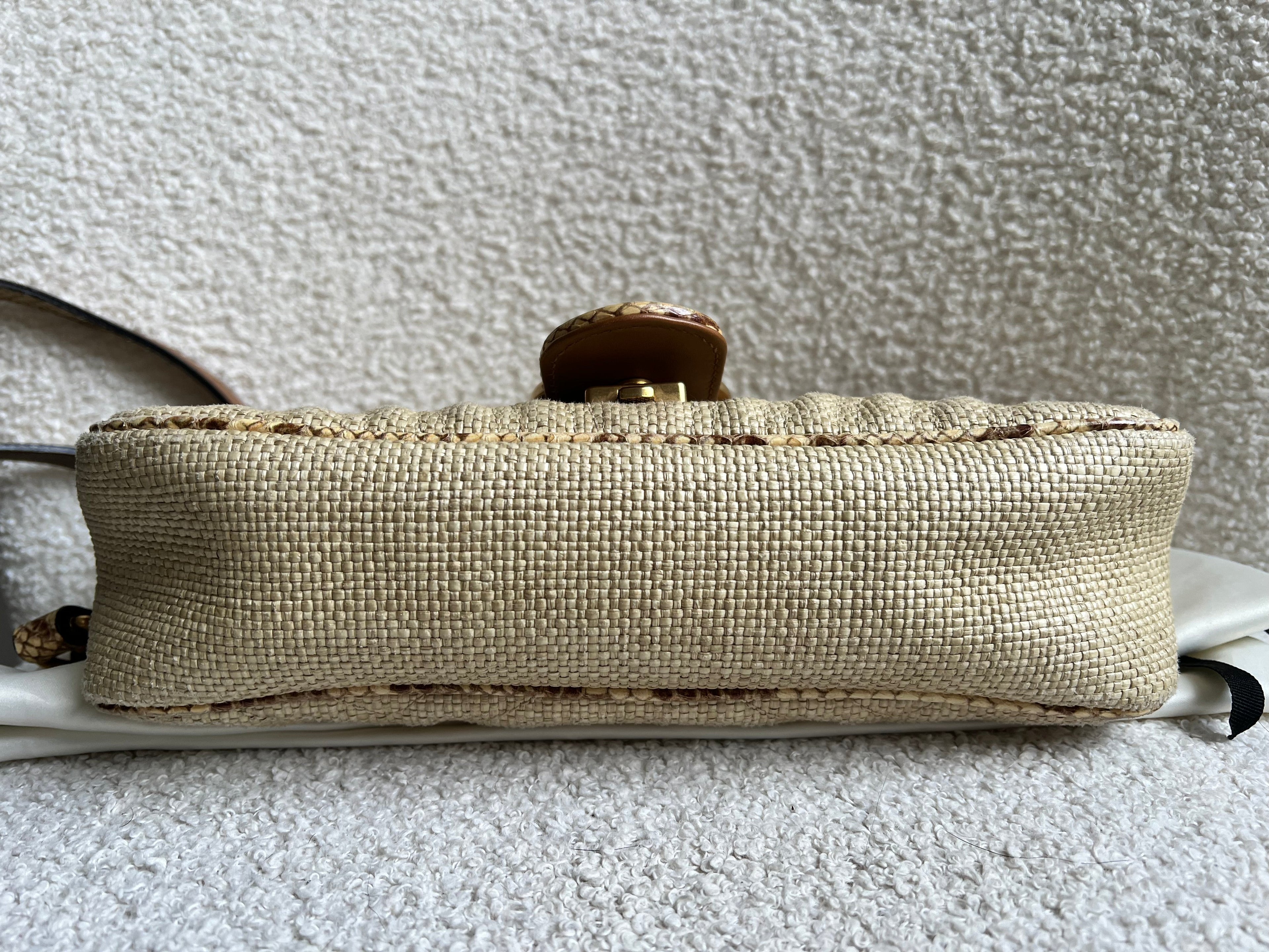 Gucci GG Beige Raffia Marmont Small Shoulder Bag (RRP £1,570)