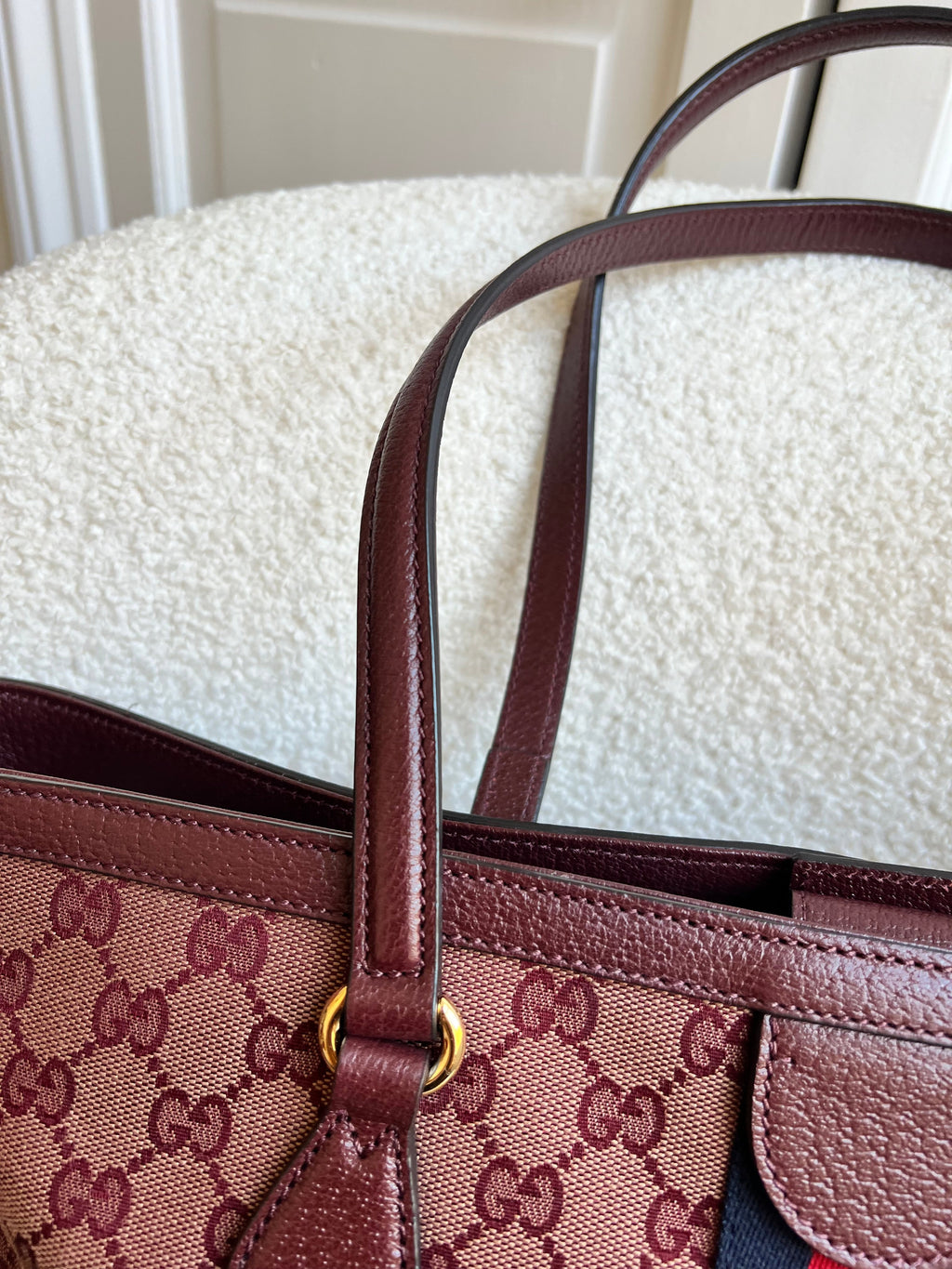 Gucci Burgundy Ophidia GG Supreme Medium Tote