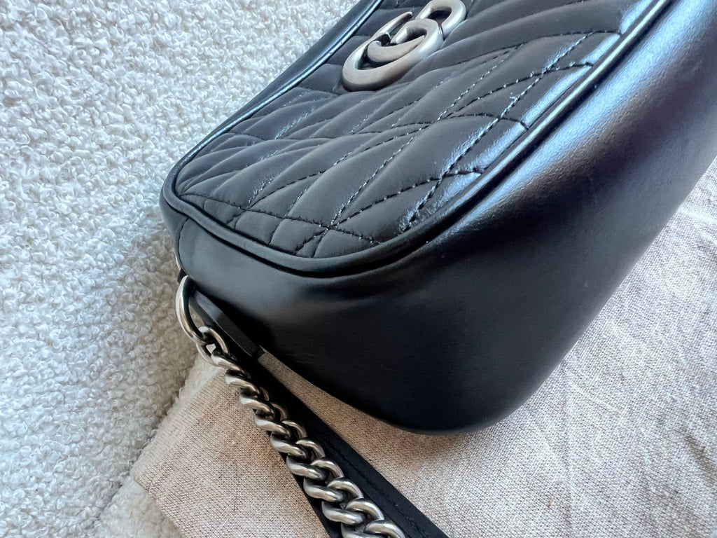Gucci Aria GG Black Marmont Small Shoulder Bag (RRP £1440)