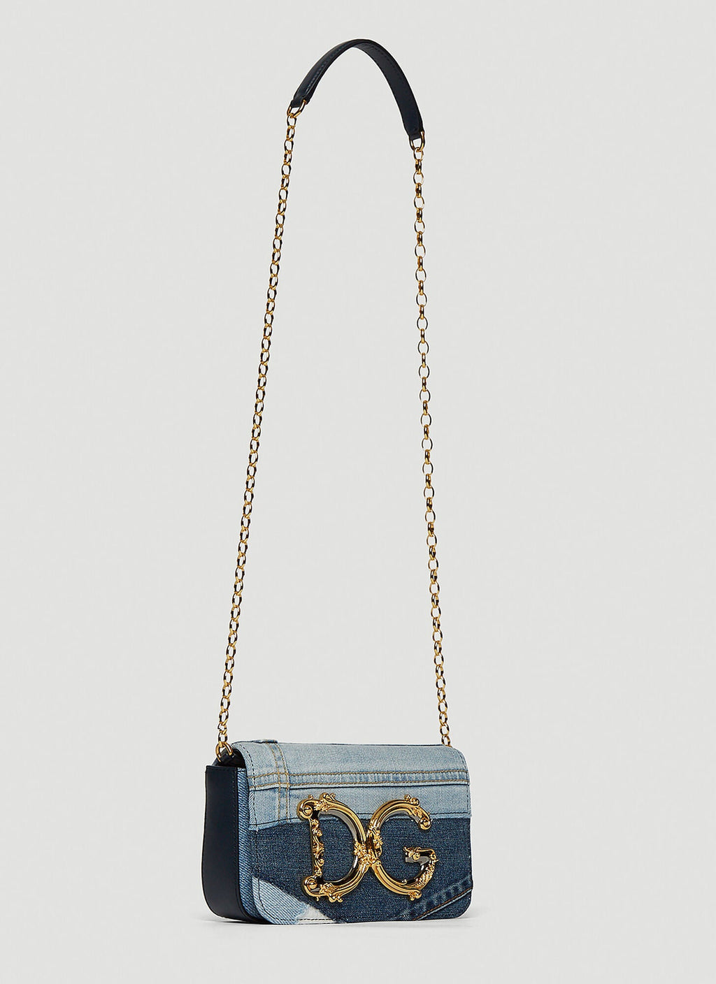 DOLCE & GABBANA DG GIRLS PATCHWORK DENIM CHAIN BAG