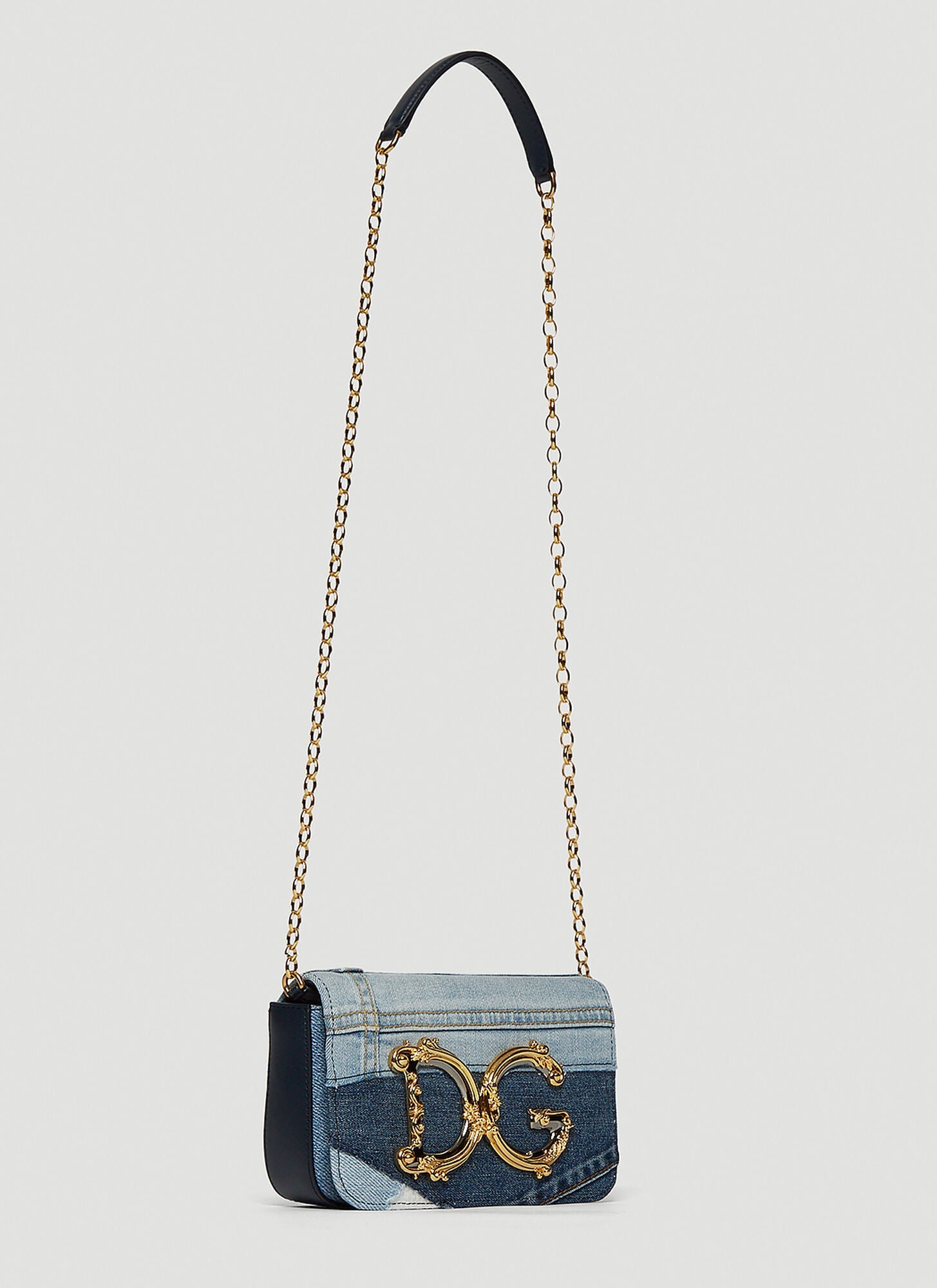 DOLCE & GABBANA DG GIRLS PATCHWORK DENIM CHAIN BAG