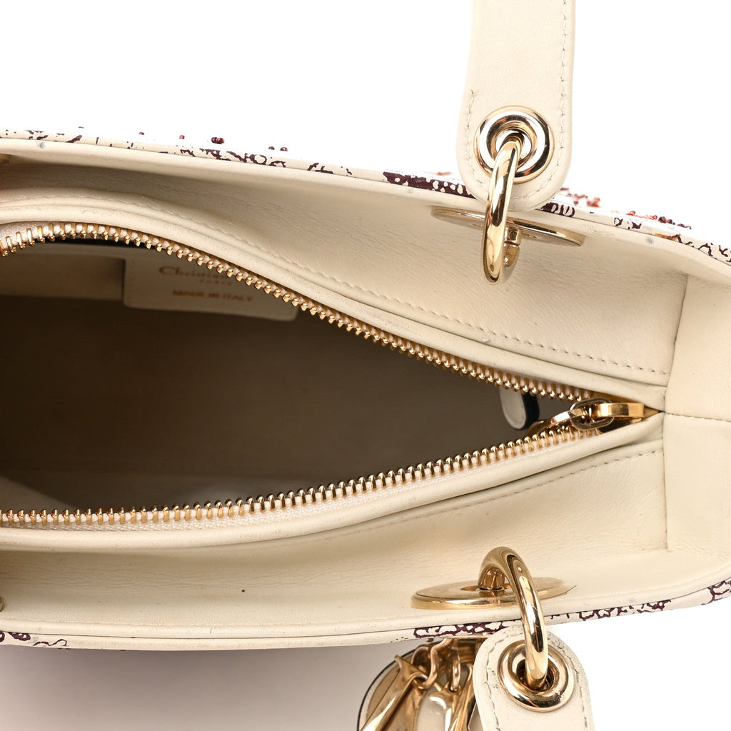 CHRISTIAN DIOR LADY DIOR CALFSKIN EMBROIDERED MEDIUM TOILE DE JOUY BAG