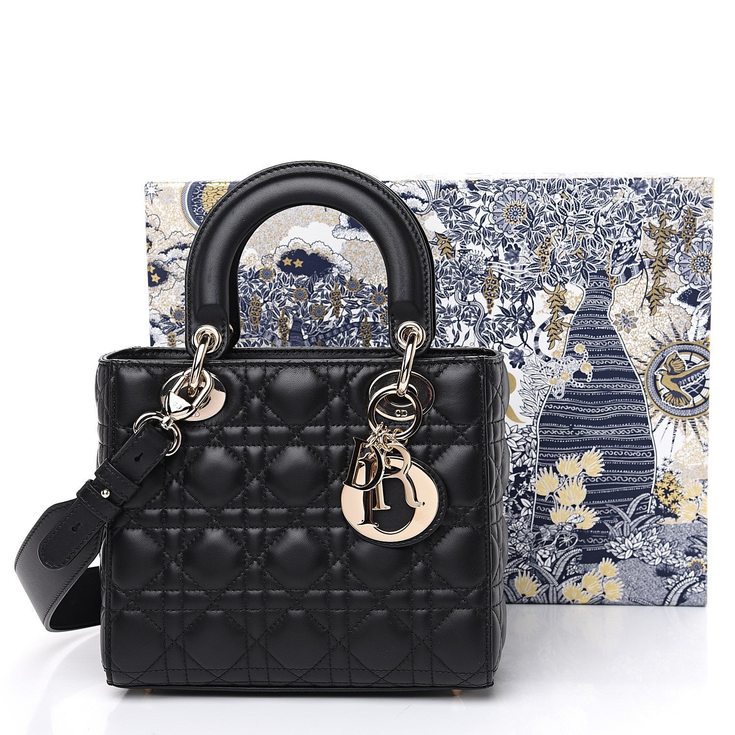 DIOR CANNAGE CALFSKIN LEATHER SMALL LADY DIOR BAG