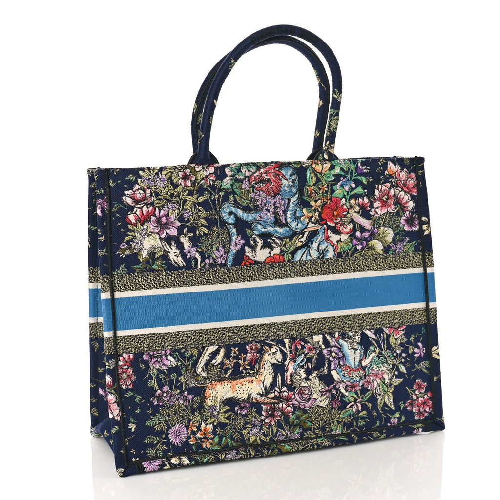 DIOR CANVAS EMBROIDERED LARGE D-CONSTELLATION BOOK TOTE