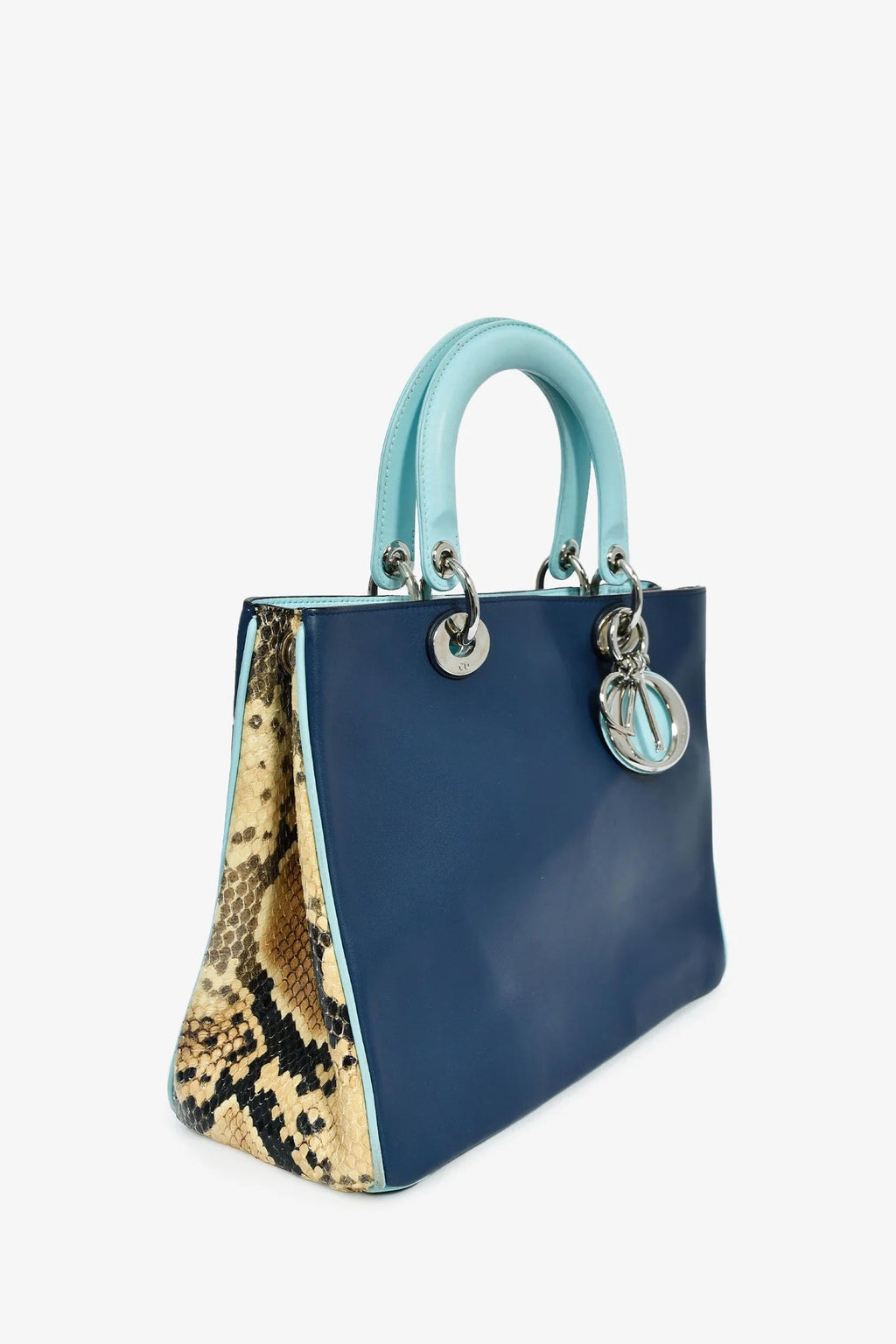 DIOR DIORISSIMO SMOOTH CALFSKIN PYTHON LEATHER TOTE BAG