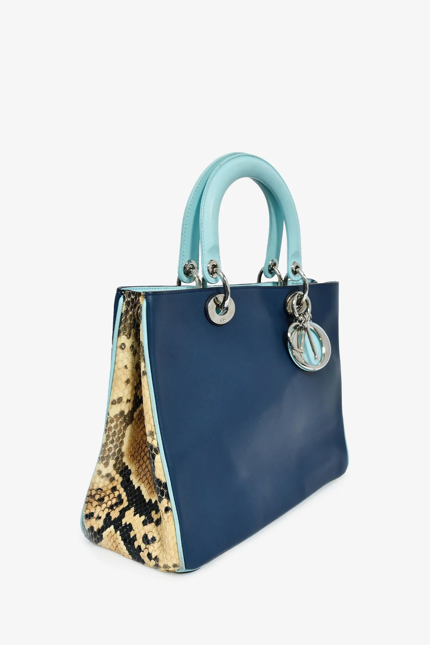 DIOR DIORISSIMO SMOOTH CALFSKIN PYTHON LEATHER TOTE BAG