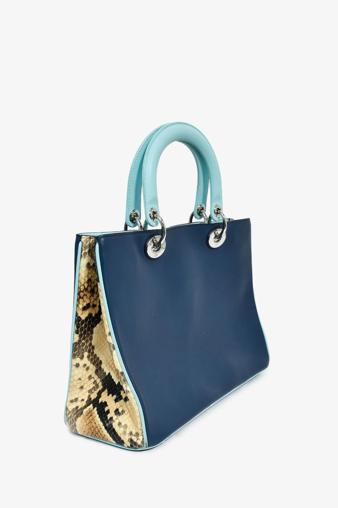 DIOR DIORISSIMO SMOOTH CALFSKIN PYTHON LEATHER TOTE BAG
