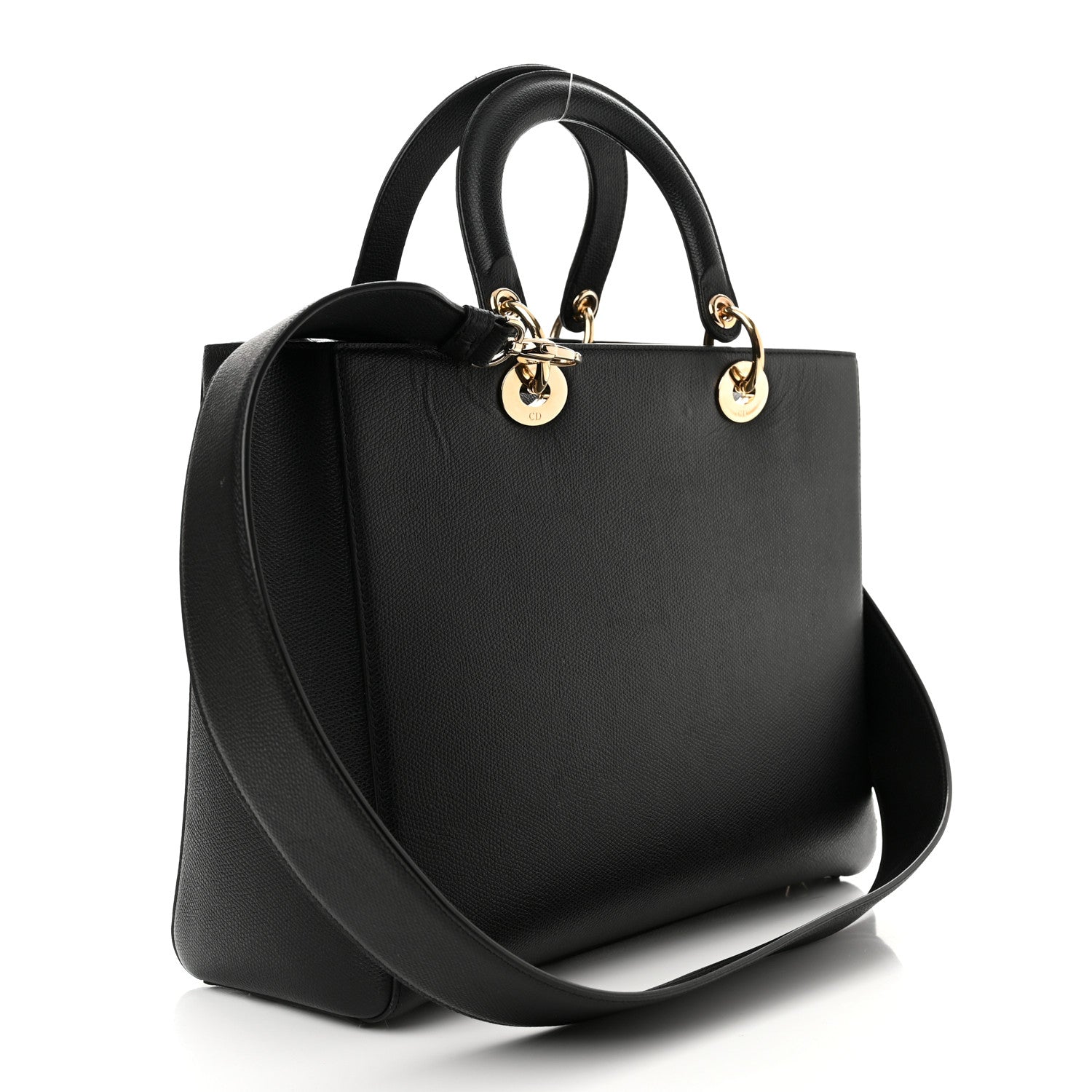 CHRISTIAN DIOR GRAINED CALFSKIN LARGE LADY DIOR BAG