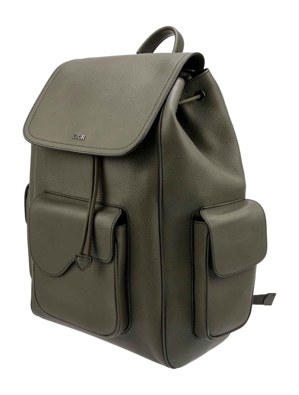 CHRISTIAN DIOR GRAINED CALFSKIN SADDLE DRAWSTRING BACKPACK