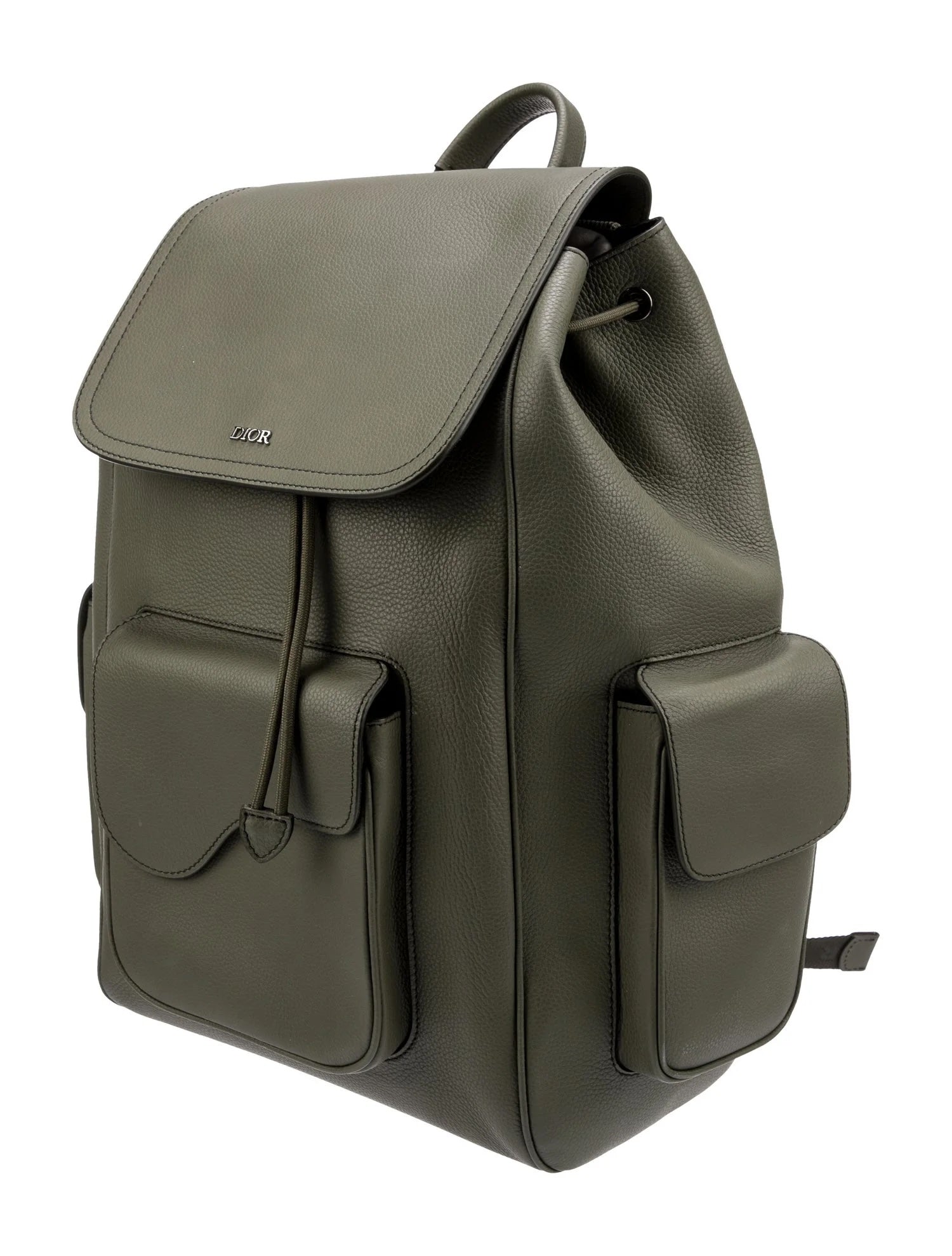 CHRISTIAN DIOR GRAINED CALFSKIN SADDLE DRAWSTRING BACKPACK