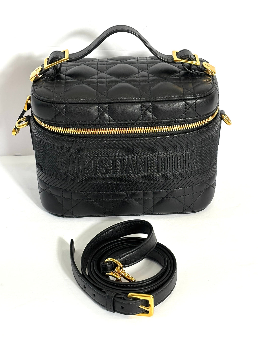 DIOR LAMBSKIN LEATHER CANNAGE SMALL DIORTRAVEL VANITY CASE