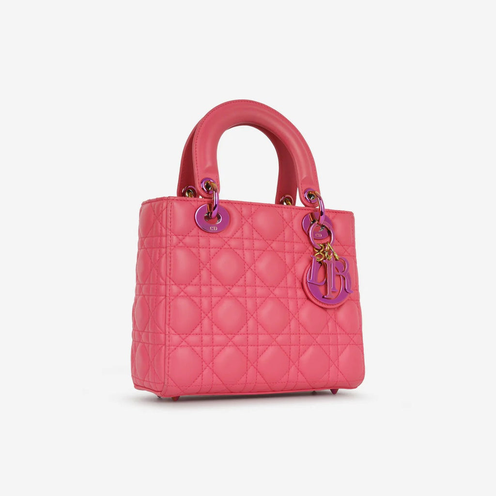 DIOR CANNAGE SMALL RAINBOW LADY DIOR LAMBSKIN LEATHER BAG
