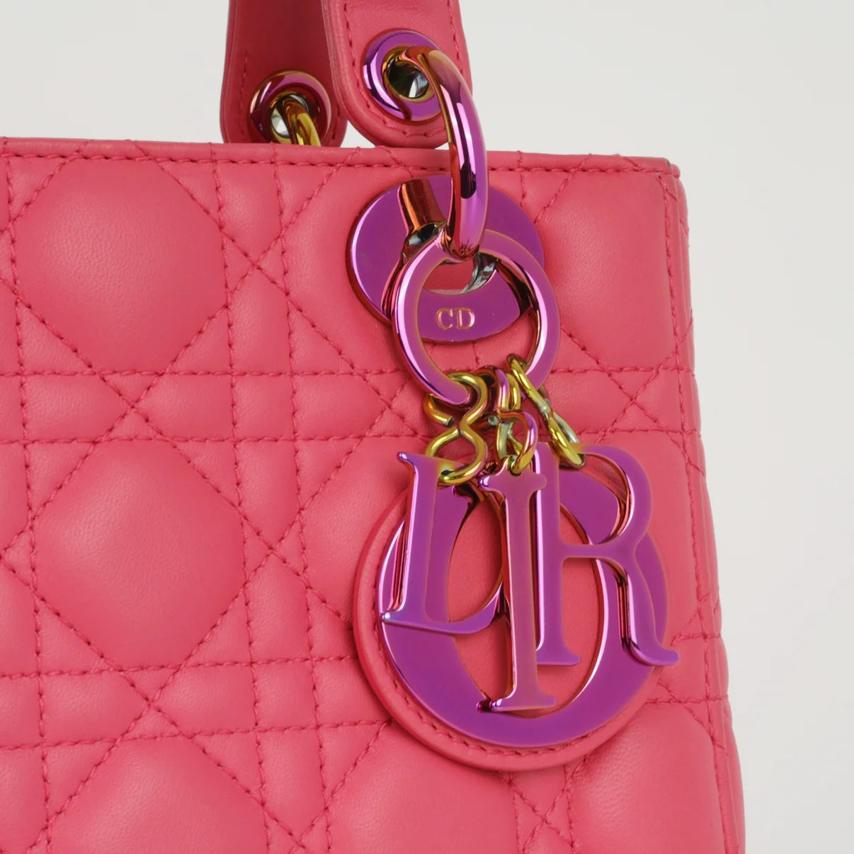 DIOR CANNAGE SMALL RAINBOW LADY DIOR LAMBSKIN LEATHER BAG