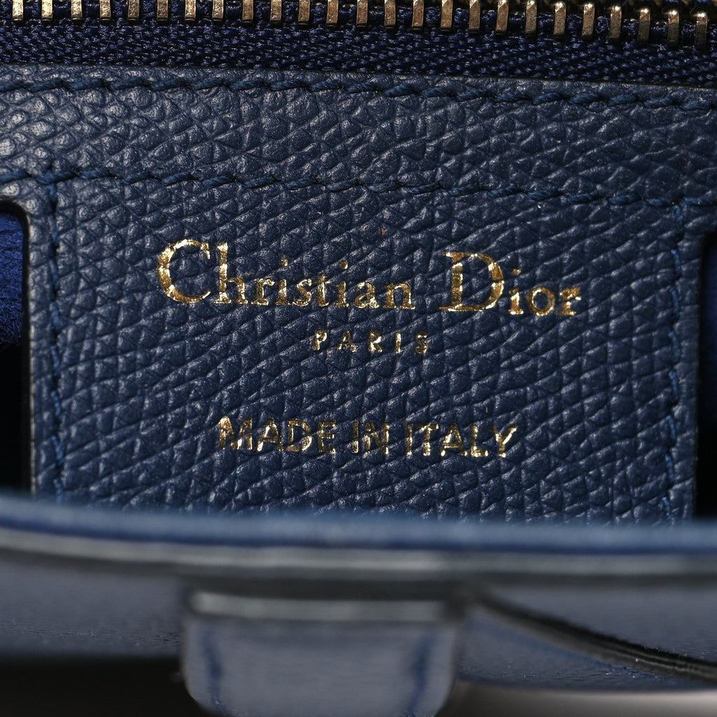 DIOR GRAINED CALFSKIN LEATHER SADDLE BAG IN INDIGO BLUE