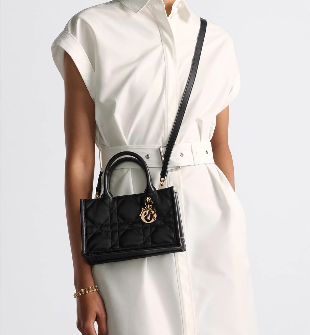 DIOR MACROCANNAGE CALFSKIN MINI DIOR BOOK TOTE BAG