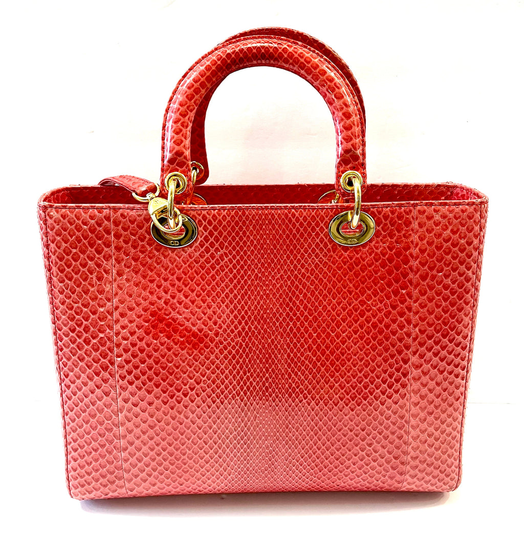 DIOR PYTHON LEATHER LARGE LADY DIOR BAG