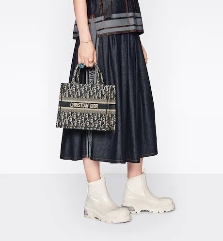 DIOR SMALL BOOK TOTE OBLIQUE EMBROIDERY