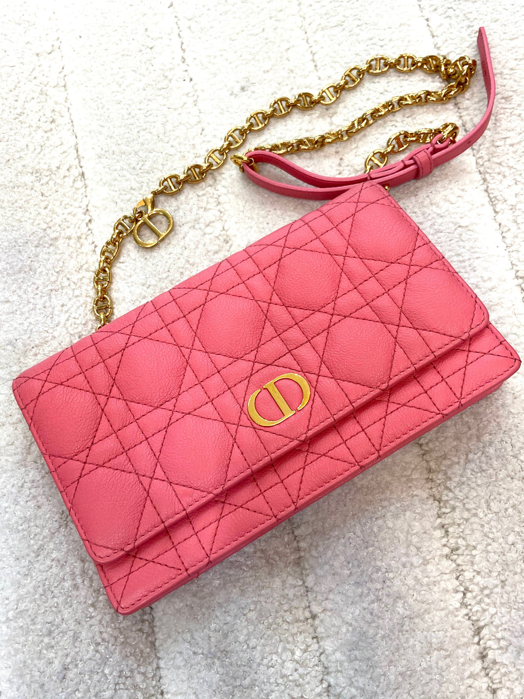 CHRISTIAN DIOR CANNAGE QUILTED CALFSKIN CARO CHAIN BELT BAG
