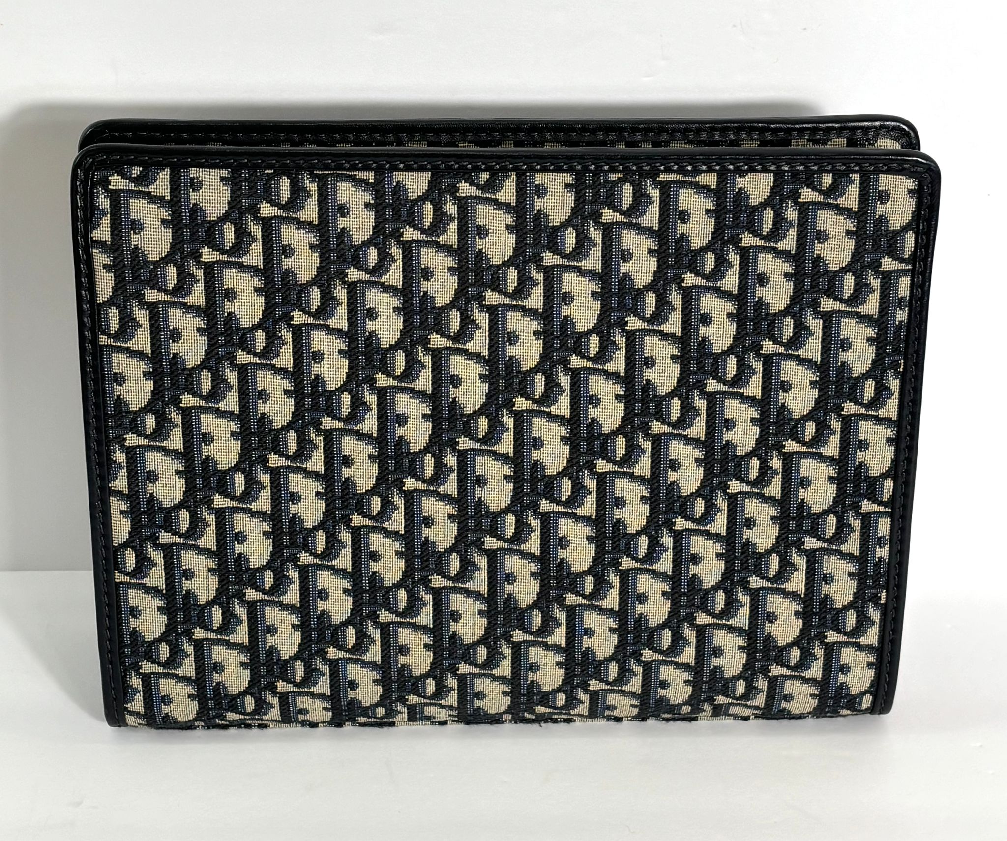 DIOR BLUE OBLIQUE CANVAS AND LEATHER 30 MONTAIGNE POUCH