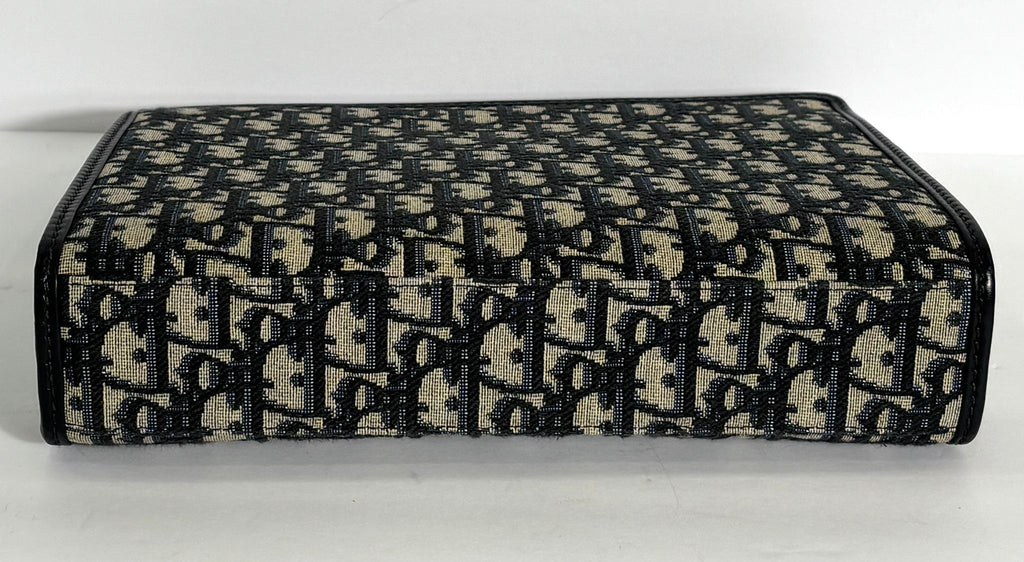 DIOR BLUE OBLIQUE CANVAS AND LEATHER 30 MONTAIGNE POUCH