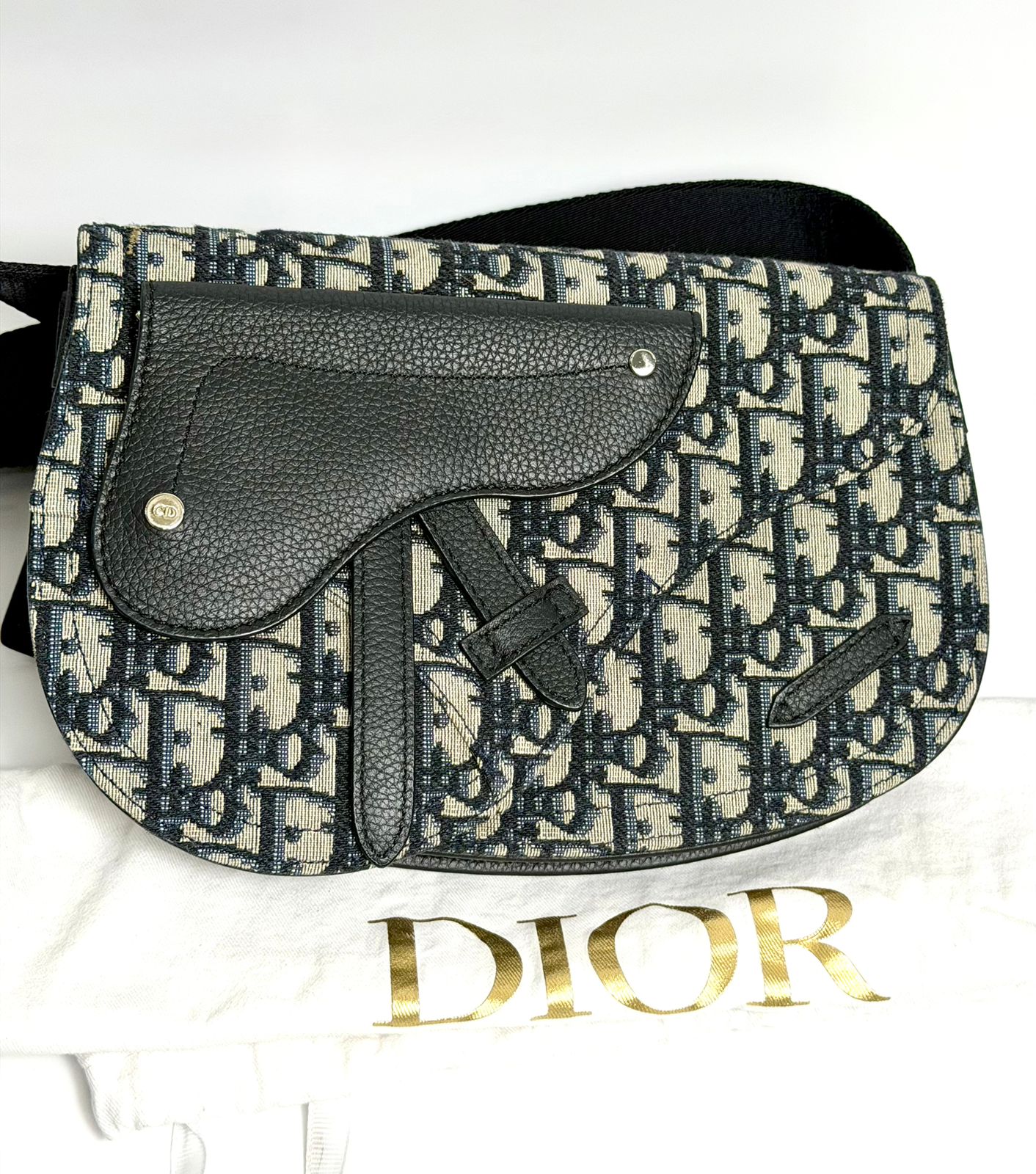 DIOR HOMME OBLIQUE SADDLE POUCH