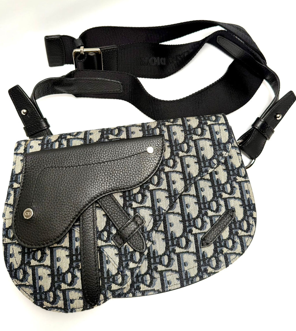 DIOR HOMME OBLIQUE SADDLE POUCH