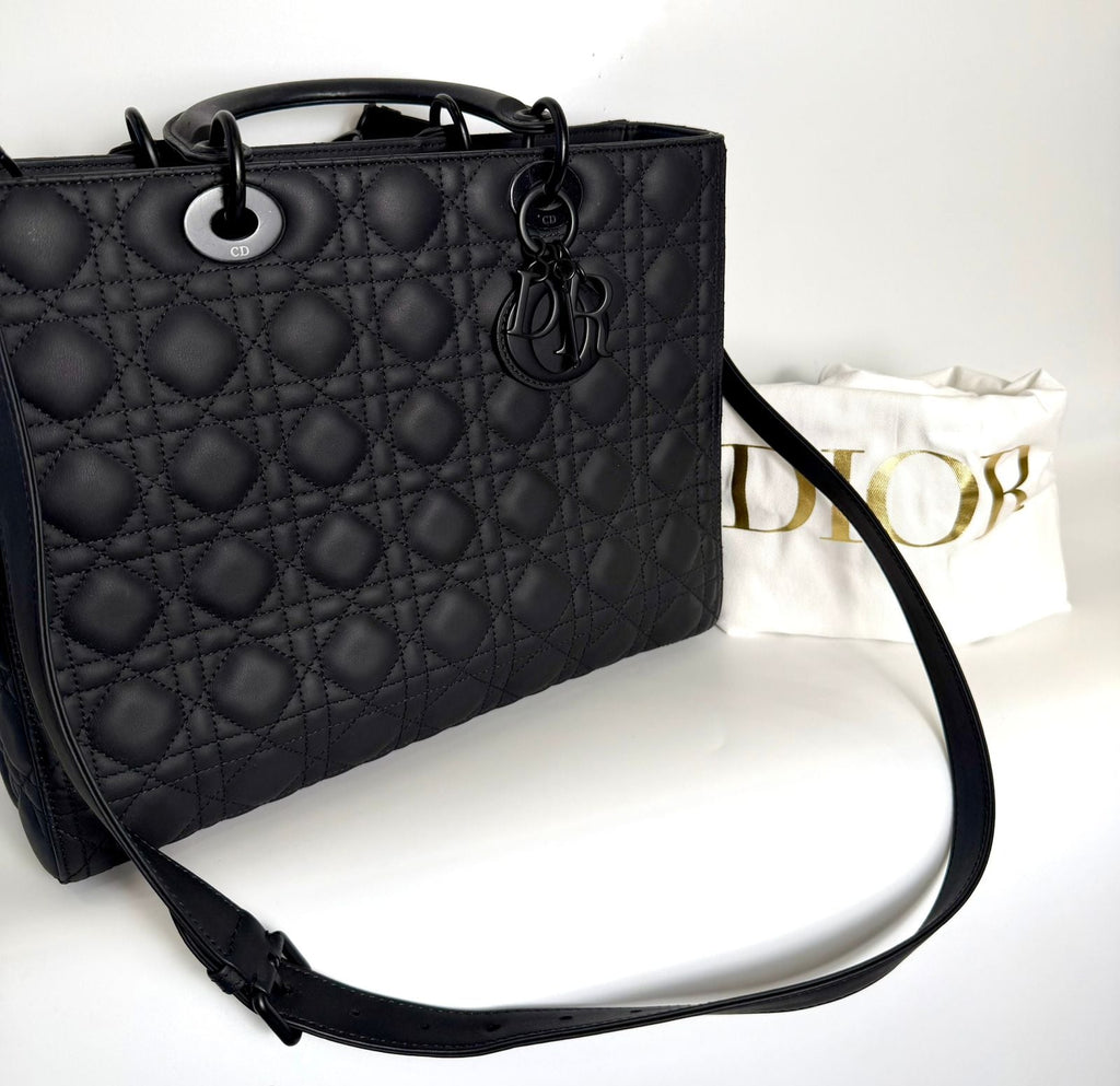 DIOR ULTRAMATTE CANNAGE CALFSKIN LARGE LADY DIOR BAG