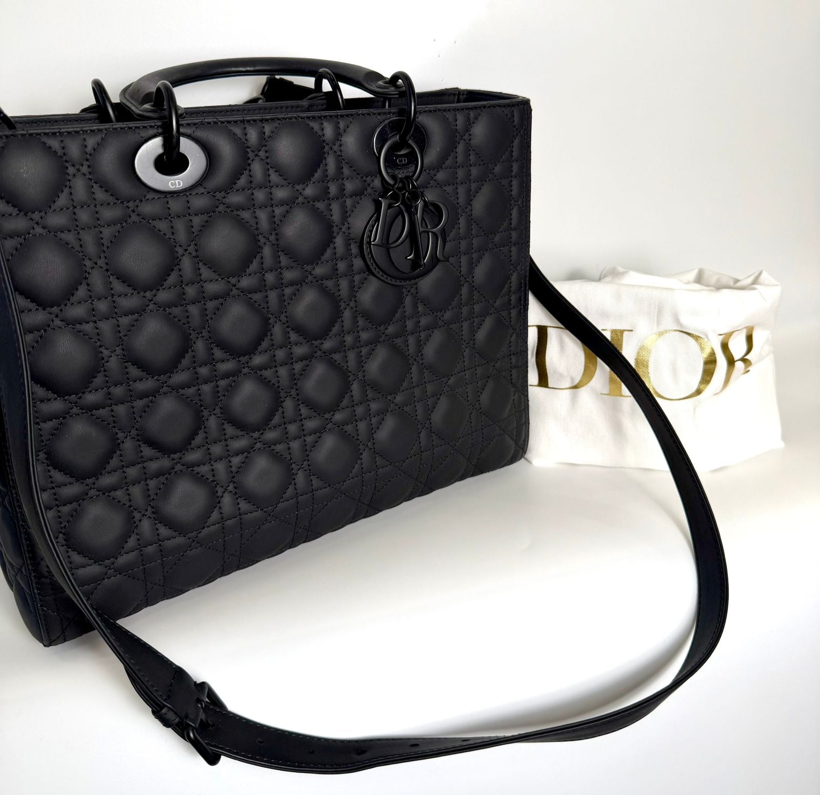DIOR ULTRAMATTE CANNAGE CALFSKIN LARGE LADY DIOR BAG