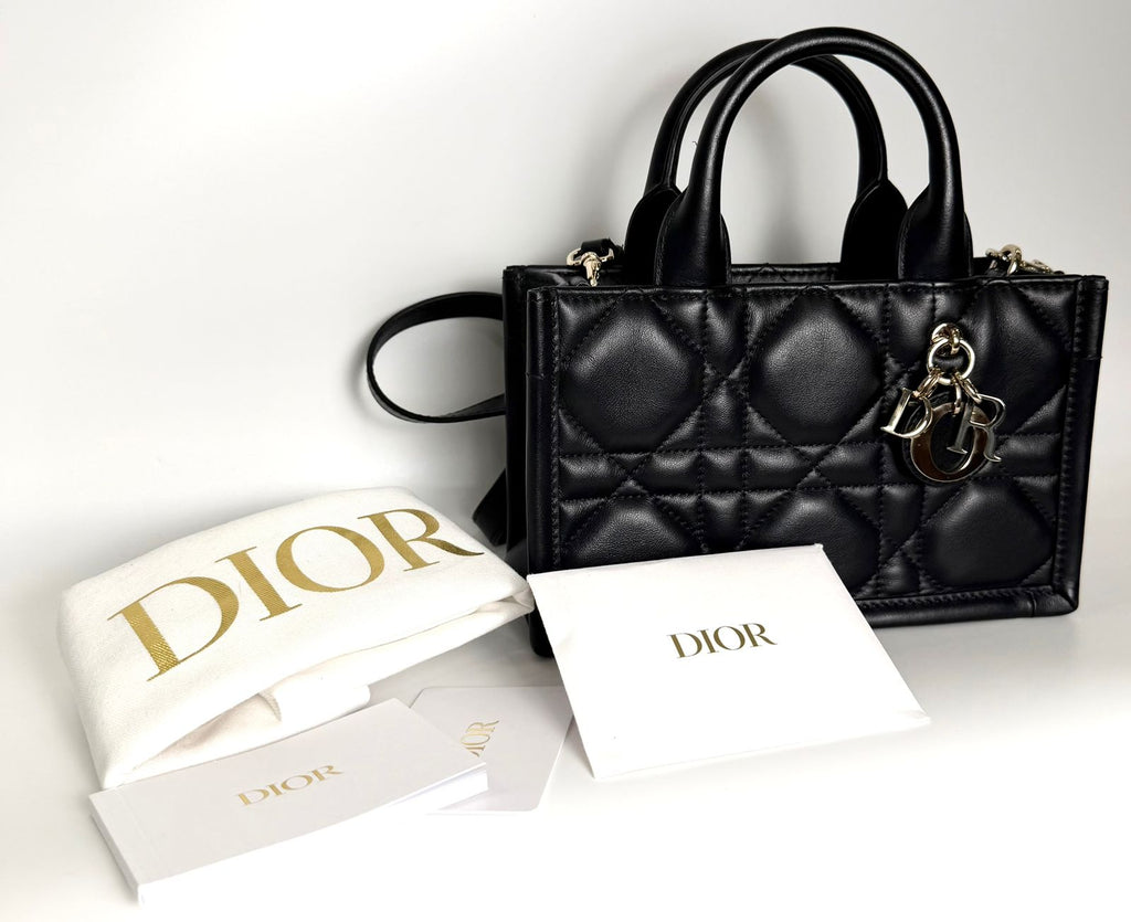 DIOR MACROCANNAGE CALFSKIN MINI DIOR BOOK TOTE BAG