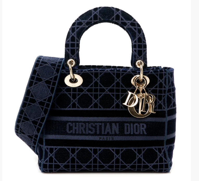 DIOR VELVET CANNAGE MEDIUM LADY D-LITE BAG