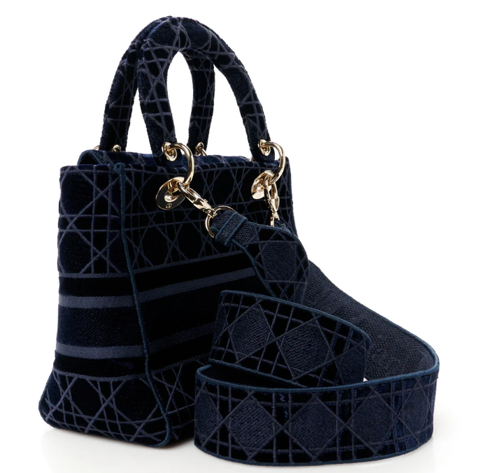 DIOR VELVET CANNAGE MEDIUM LADY D-LITE BAG
