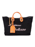 DOLCE & GABBANA CAPRI LAGUNA EMBOSSED LEATHER TRIM TOTE BAG