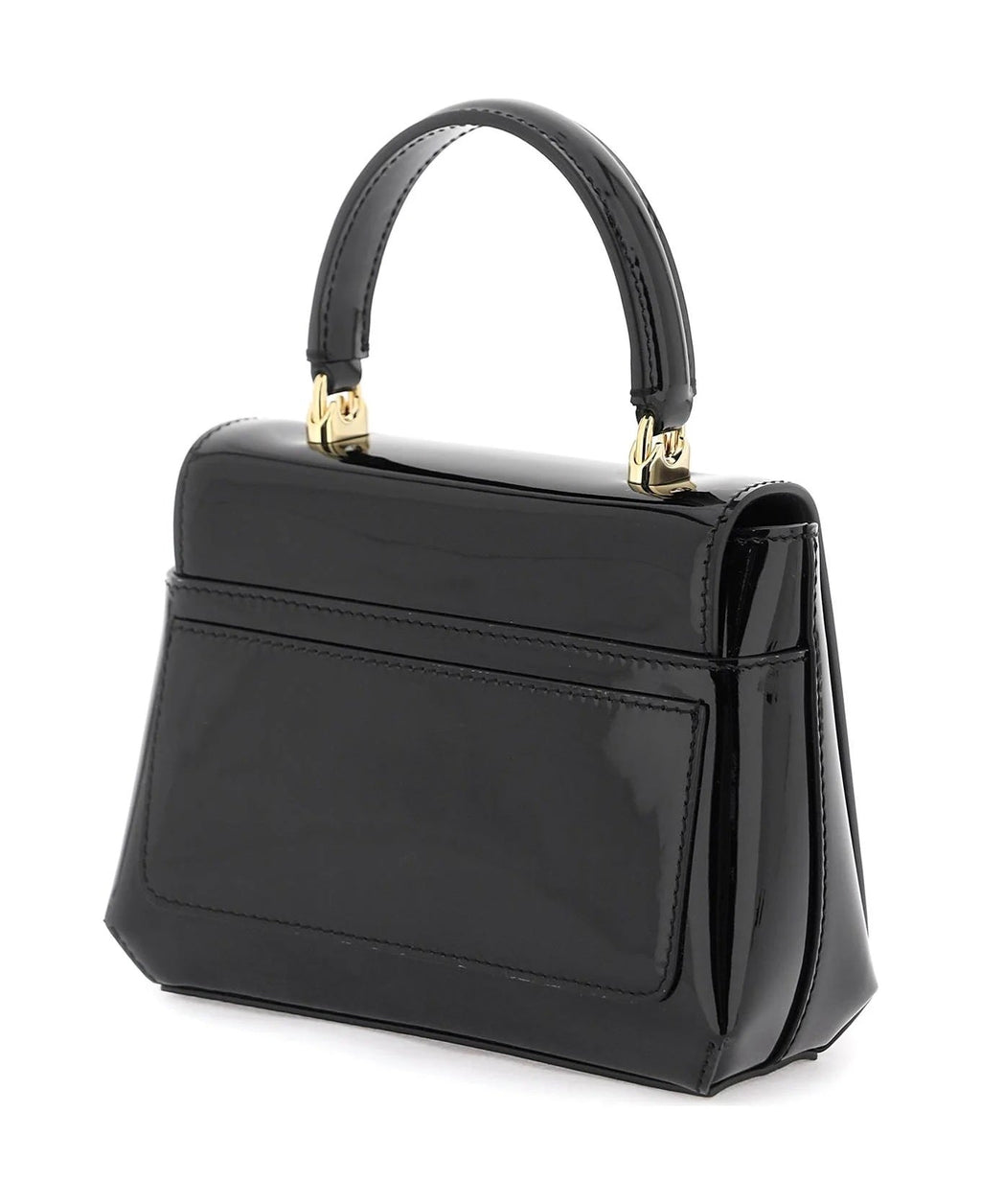 DOLCE & GABBANA DG LOGO BLACK PATENT LEATHER BAG
