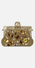 DOLCE & GABBANA GOLD VANDA CRYSTAL CLUTCH/HANDBAG