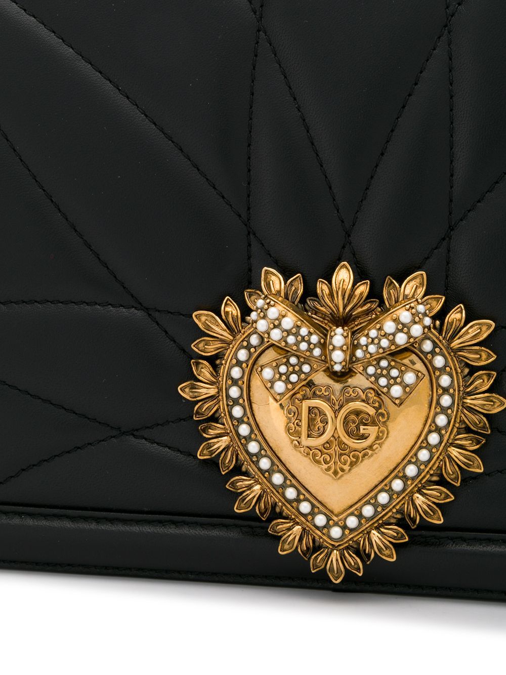 DOLCE & GABBANA LARGE DEVOTION LAMBSKIN LEATHER BAG