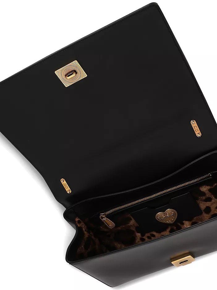 DOLCE & GABBANA LARGE DEVOTION LAMBSKIN LEATHER BAG
