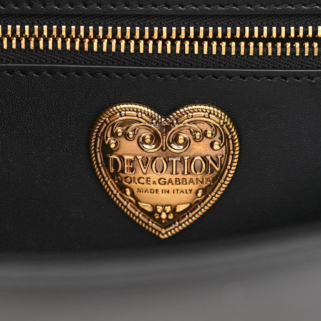 DOLCE & GABBANA LARGE DEVOTION LAMBSKIN LEATHER BAG
