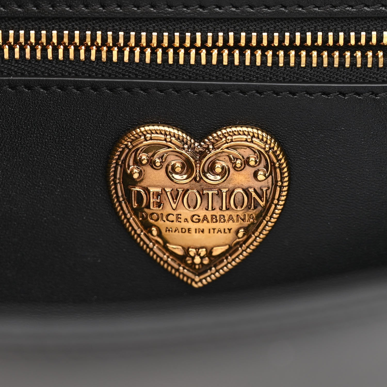 DOLCE & GABBANA LARGE DEVOTION LAMBSKIN LEATHER BAG
