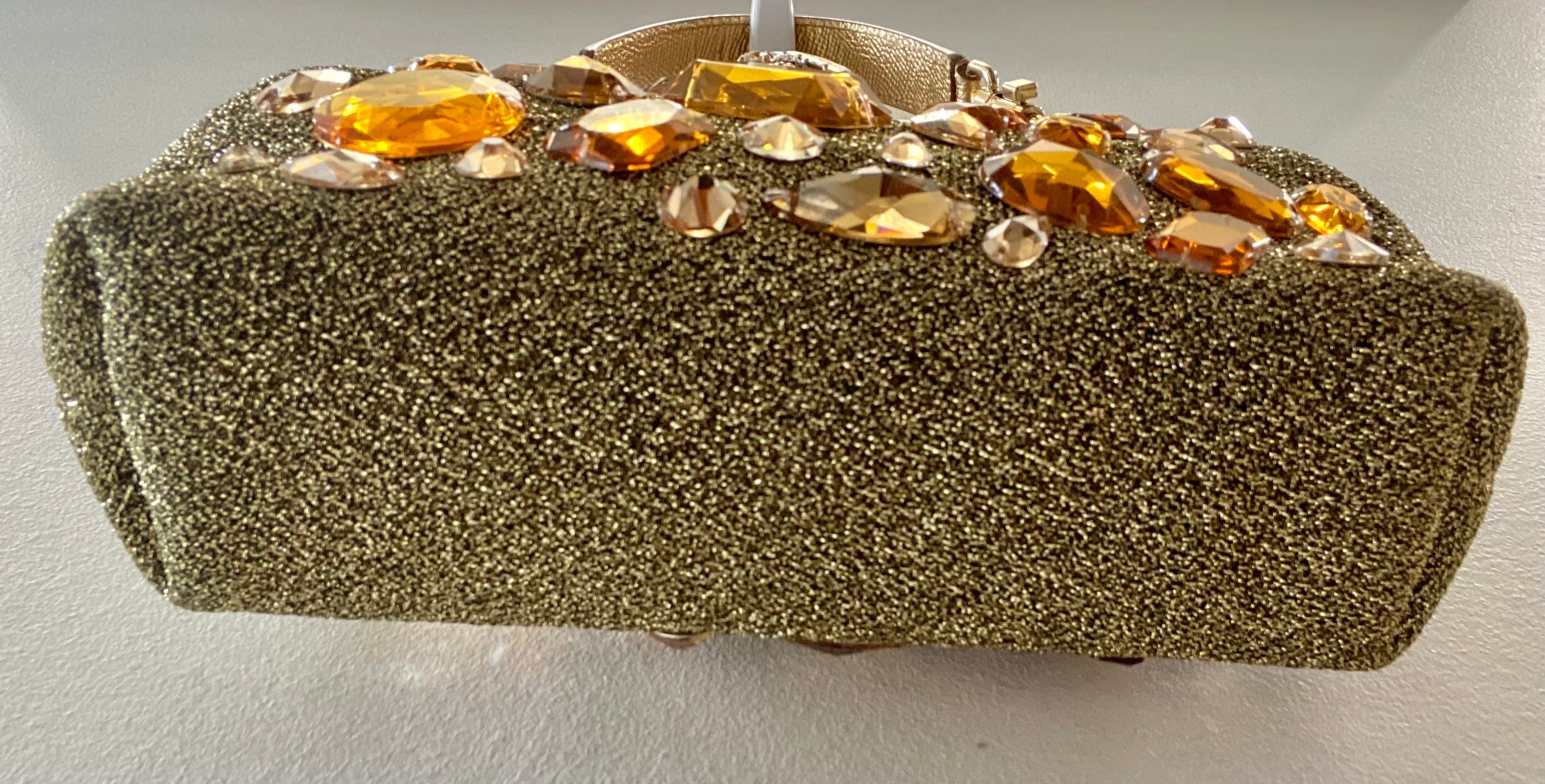 DOLCE & GABBANA GOLD VANDA CRYSTAL CLUTCH/HANDBAG