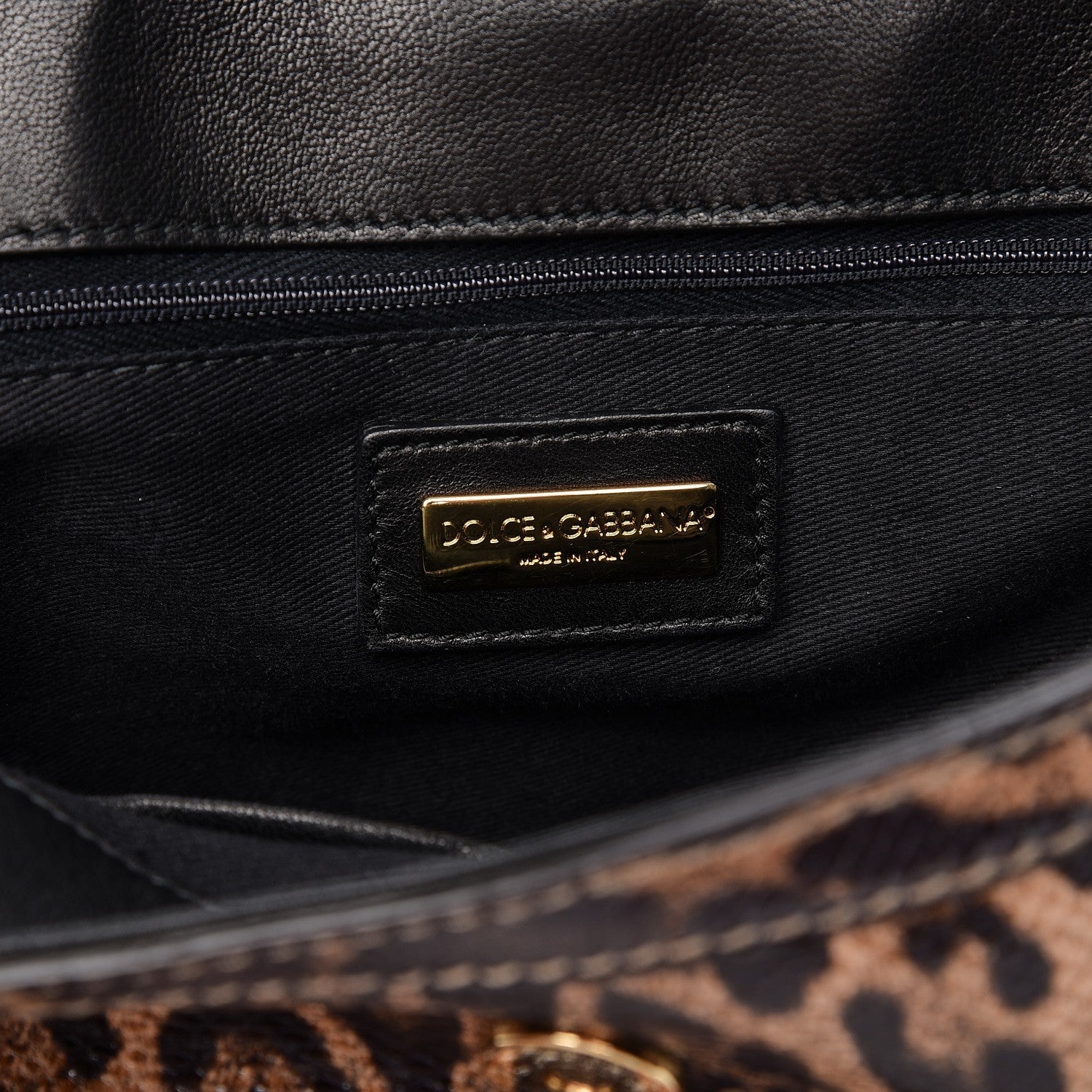DOLCE & GABBANA CALFSKIN EMBOSSED LEOPARD PRINT MISS SICILY SHOPPER TOTE BAG