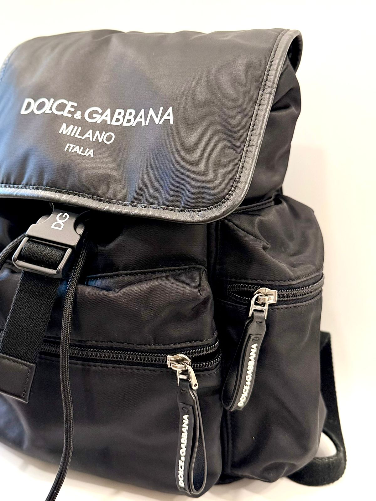 DOLCE & GABBANA BLACK CANVAS BACKPACK