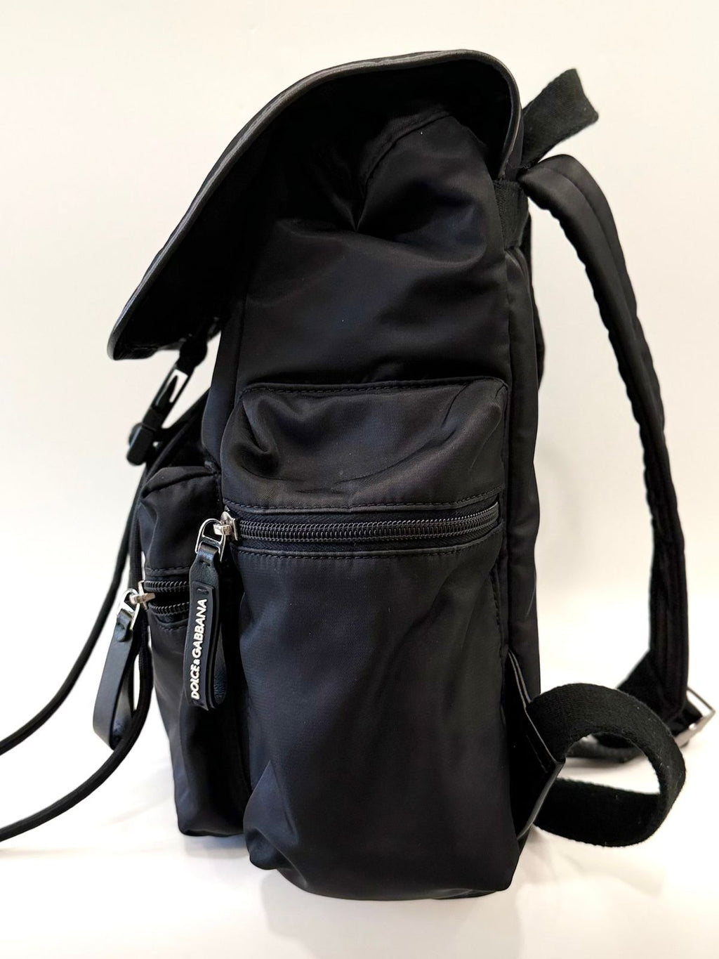 DOLCE & GABBANA BLACK CANVAS BACKPACK