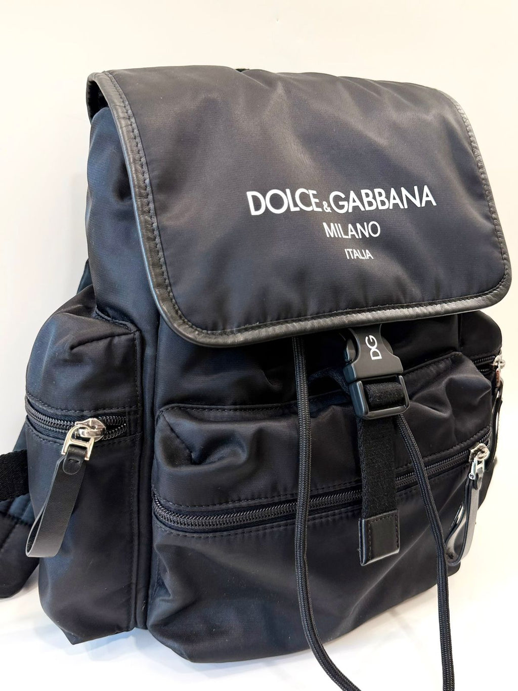 DOLCE & GABBANA BLACK CANVAS BACKPACK