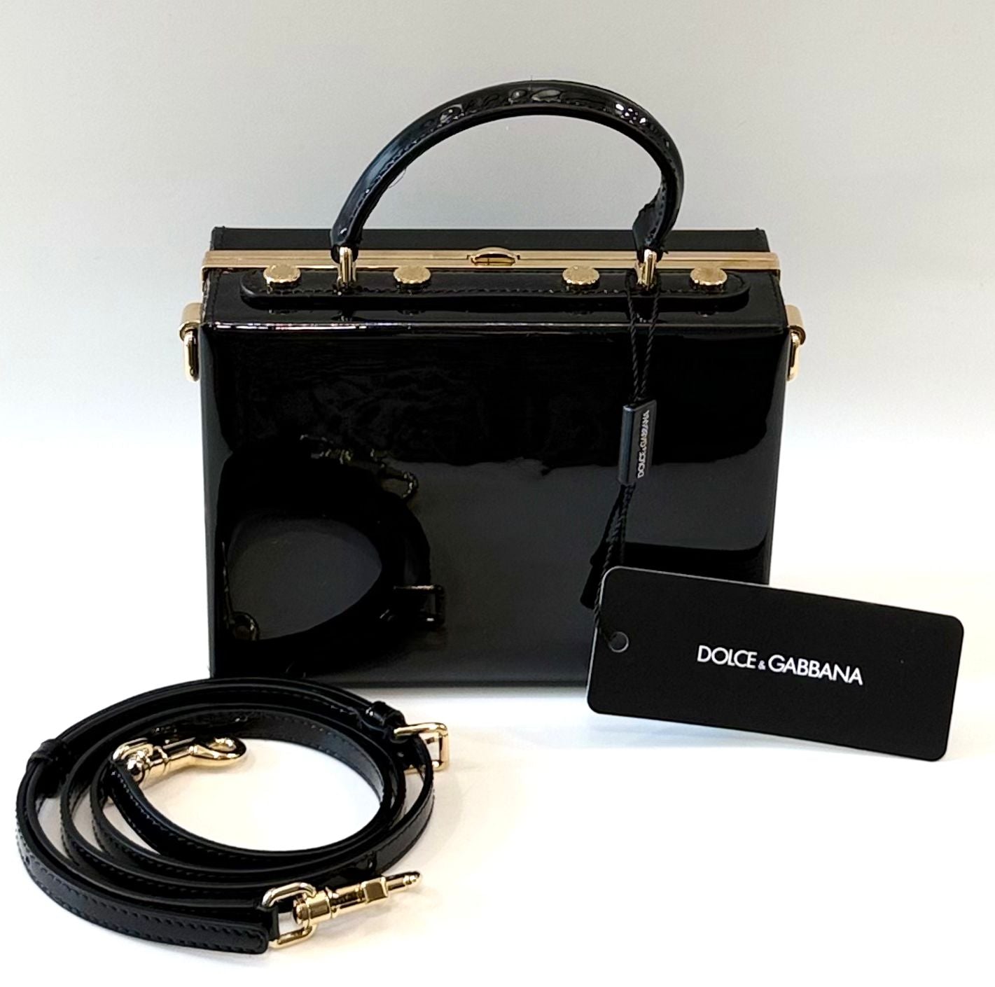 DOLCE & GABBANA PATENT LEATHER BOX BAG