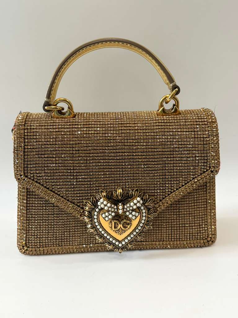 DOLCE & GABBANA DEVOTION RHINESTONE CHAIN BAG