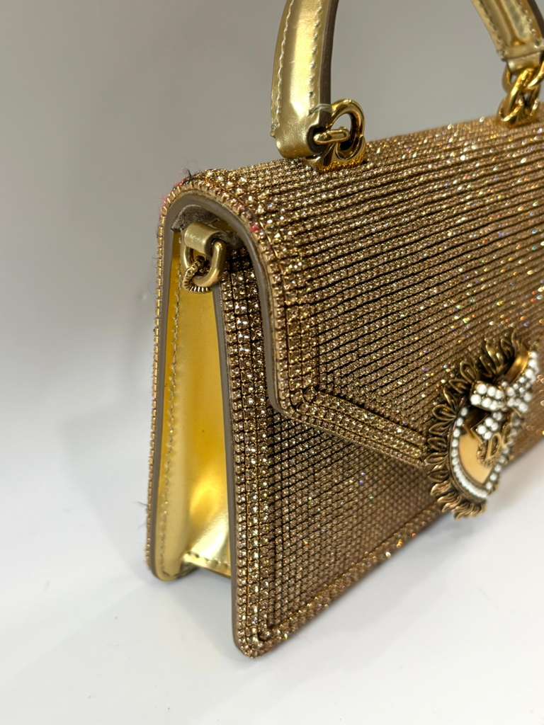 DOLCE & GABBANA DEVOTION RHINESTONE CHAIN BAG