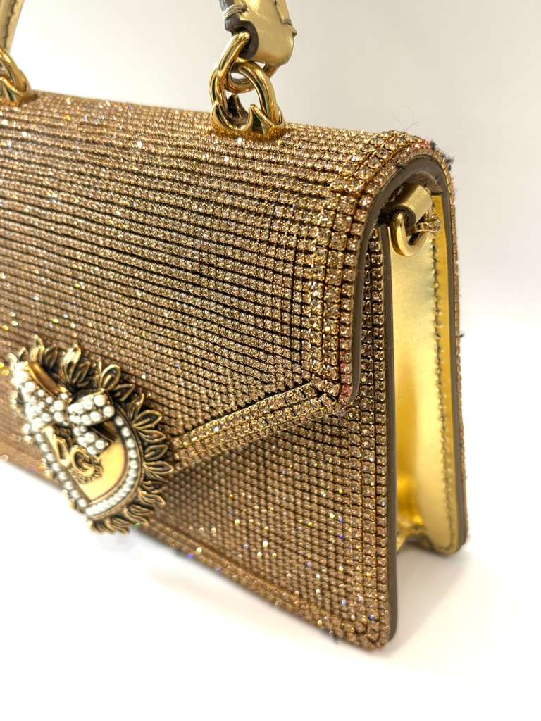 DOLCE & GABBANA DEVOTION RHINESTONE CHAIN BAG