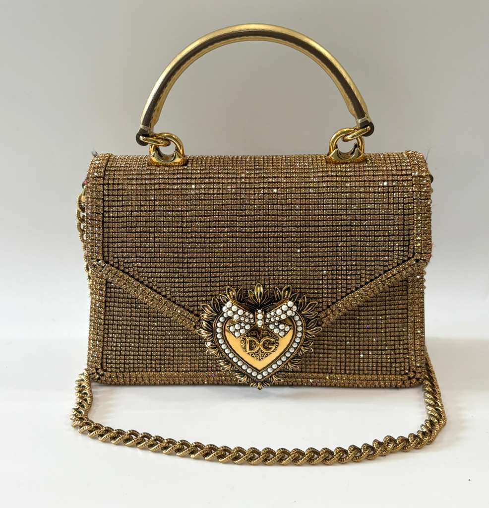DOLCE & GABBANA DEVOTION RHINESTONE CHAIN BAG